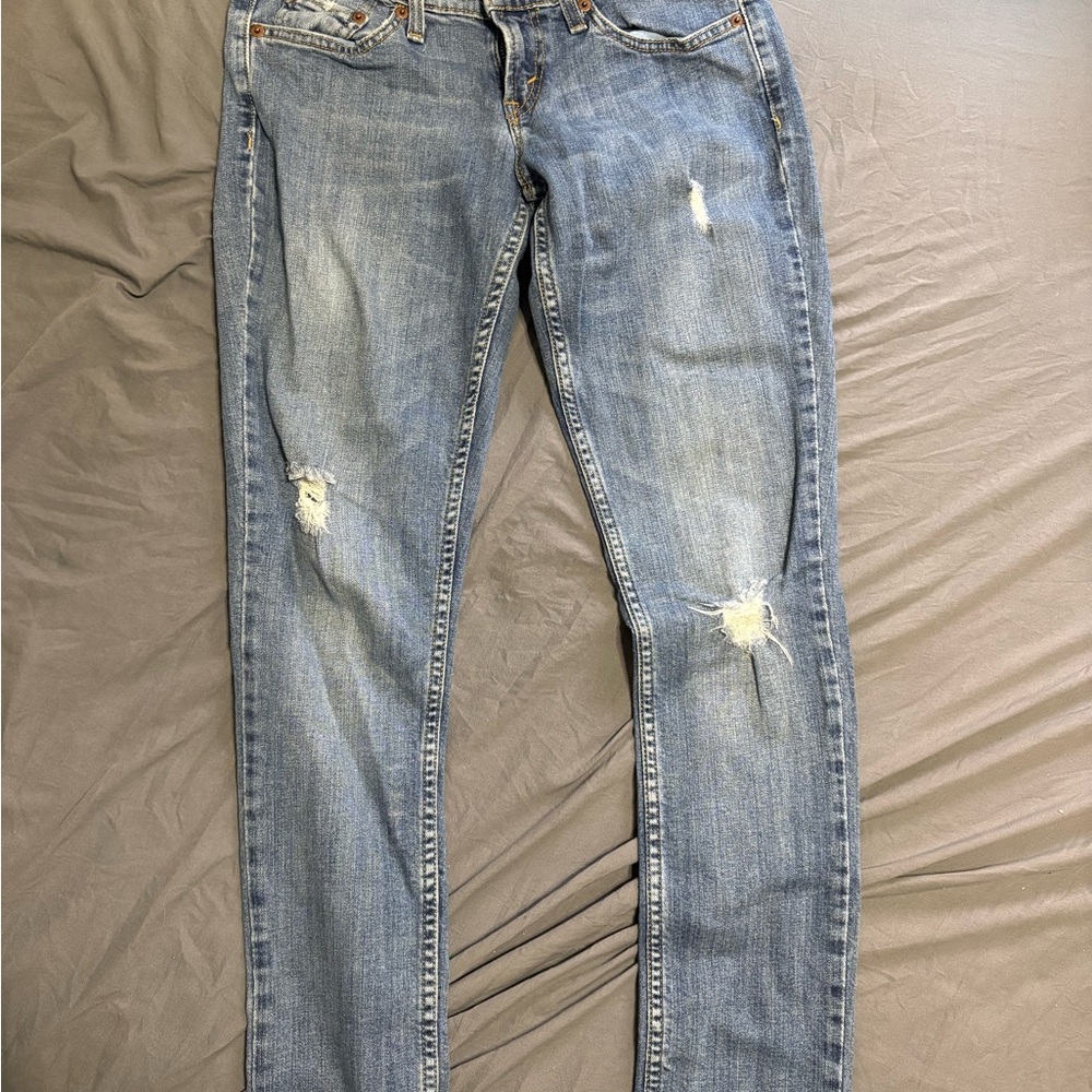 6.Levi's Blue Distressed Skinny Jeans